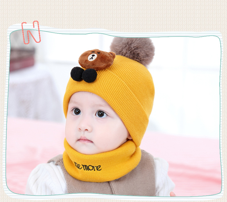 Baby hat scarf autumnwinter knitted hat for newborns (3)