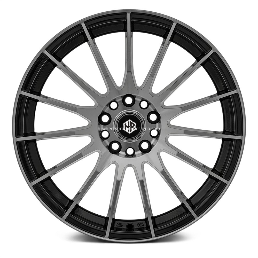 H R Tech Wheels Hr945 Gloss Black Machined Face Front