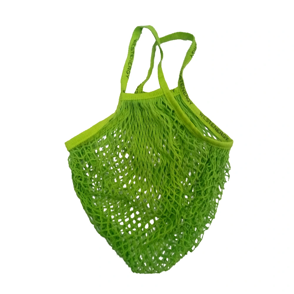 Ecological Reusable Printing Handles Gots Organic Cotton Portable and Convenient Shopping Net Bag Veggie Cotton Bag