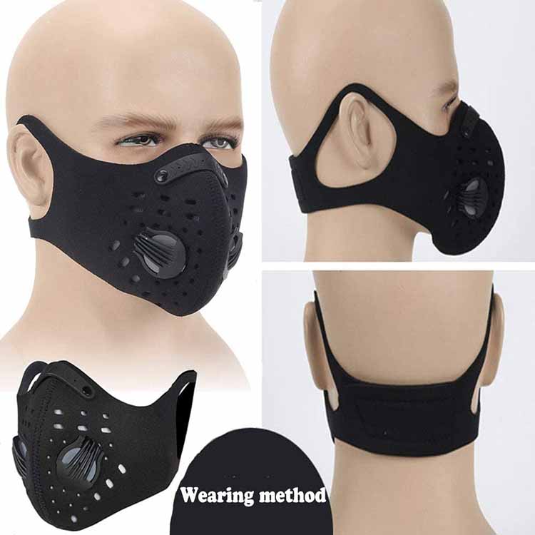 Neopren Spor Yarım Yüz Karbon Toz Geçirmez Maske