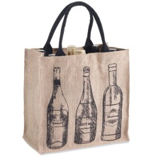 Custom Jute 6-bottle Wine Tote