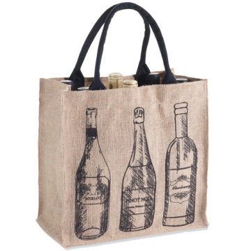 Custom Jute 6-bottle Wine Tote