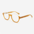 Round Acetate And Metal Combined Women`s Optical Frames 24A3004