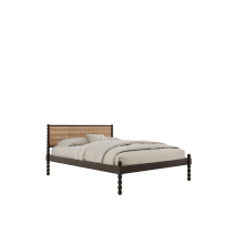 Compact Mid-Century Leather Bed for Small Spaces