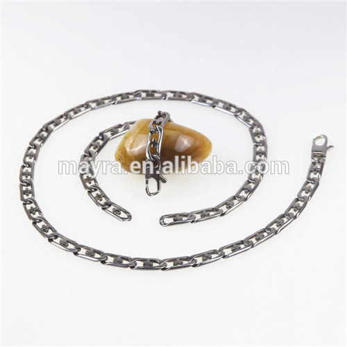 High Polished Stainless Steel Chains Necklace and Bracelet Set