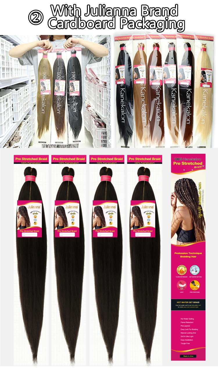 Julianna prestretch briading hair ombre  48" and 60  pre stretched wholesale 3 pack extensions super hair braids