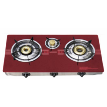 Red Glass Top Gas Stove 3 Burners