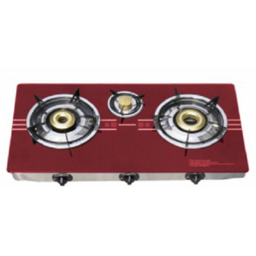 Red Glass Top Gas Stove 3 Burner