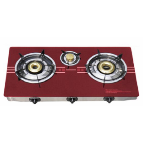 Red Glass Top Gas Stove 3 Burners