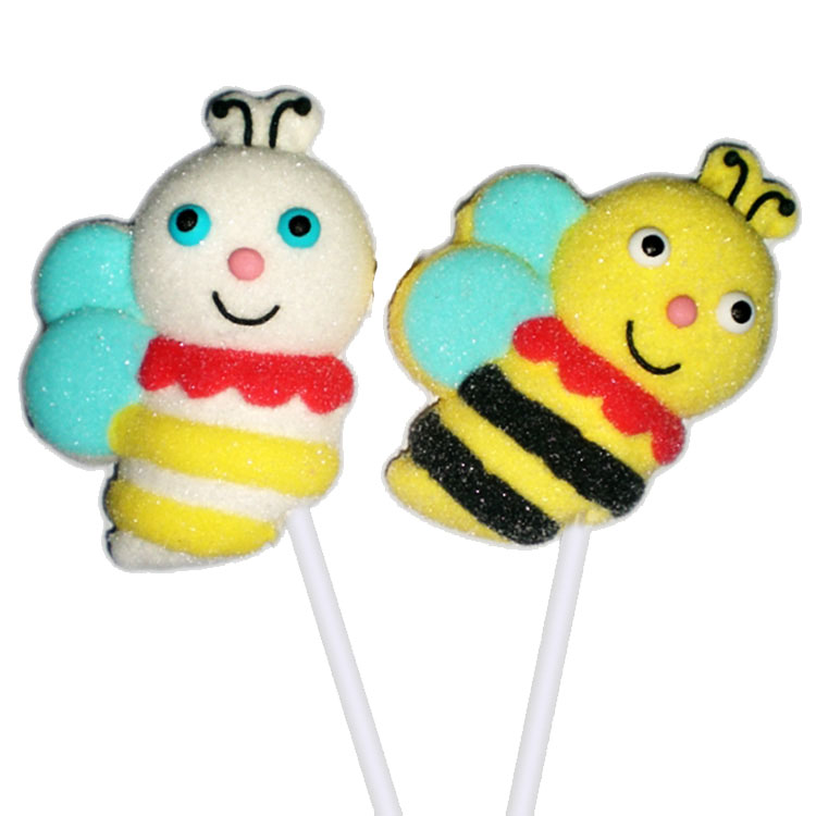 Animated yummy bee shaped marshmallow candy lollipop
