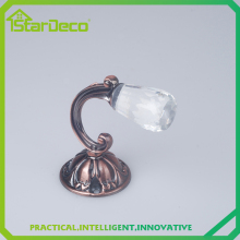 Classic curtain hook with glass finial / Wholesale metal curtain wall hook