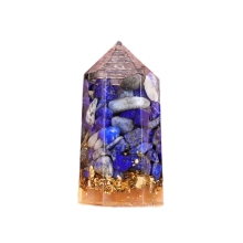 Lapis Lazuli Chip Stone Resin Hexagonal Prism Ornament for Home Decor