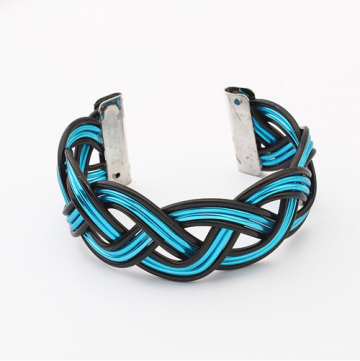 wholesale fashion braided metal cross cuff bracelet metal bangle 4 colors