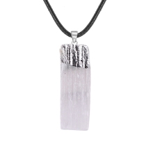 Silver White Selenite Crystal Gypsum Pillar Pendant for DIY Making Jewelry