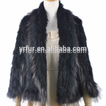 YR365 Women Elegant Jacket/ Knitted Rabbit & Raccoon Fur Jacket