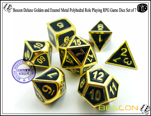 Bescon nuevo estilo de oro de lujo y esmalte de metal sólido juego de polihedro juego de rol juego de dados (7 muertos en el paquete) -2 Bescon New Style Deluxe Golden and Enamel Solid Metal Polyhedral Role Playing RPG Game Dice Set (7 Die in Pack)-2