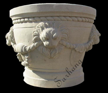 Hand-Carved White Marble Flowerpots, Marble planters