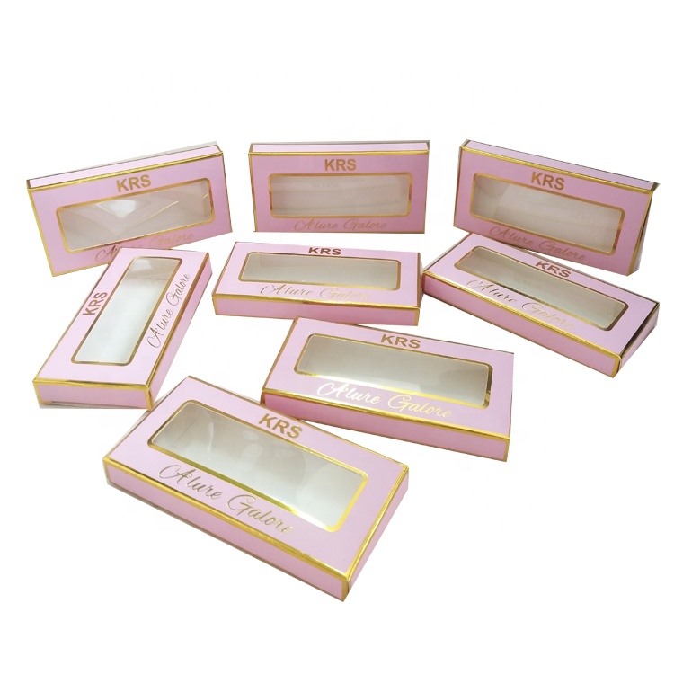 250gsm white cardstock printed pink butterfly customize your own logo eyelash packaging box