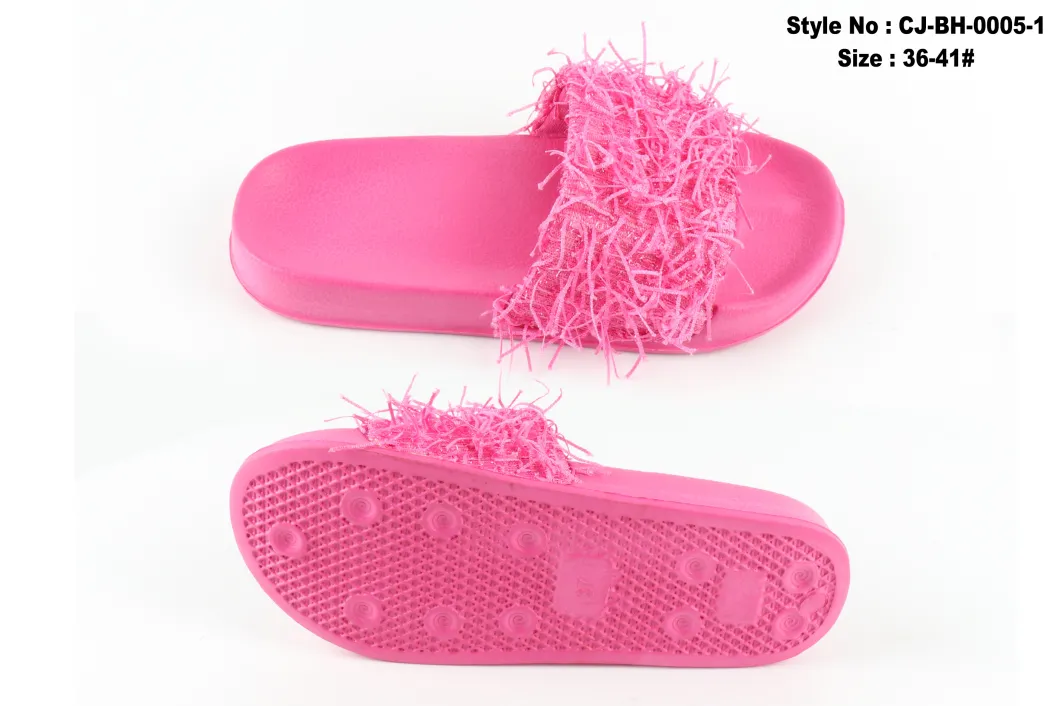 Superstarer New Style Pure Color Tassels Slippers Women Summer Fashionable and Leisure EVA Indoor Anti-Slip Breathable Slippers, Pink Slippers