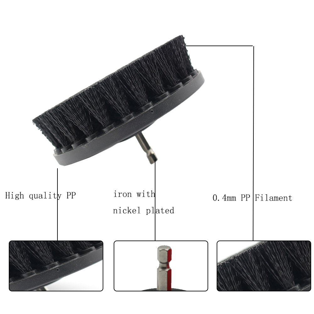 Hard nylon brushes for car washing drill brush attachments set