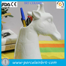 Creative white decorative desk good quality ceramic Deer Pencil Holder
