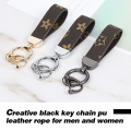 Kreativ svart nyckelkedja läder rep för män och kvinnor PU läder nyckel ring bil nyckelkedja