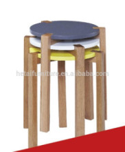 Small round MDF oak wood stool