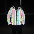 Rainbow Reflective Padded Jacket Mens Custom