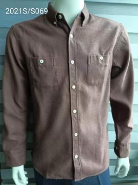 Wholesale Solid Color Garments Men's Brown Shirts