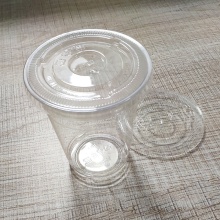 PET cold drink cup with flat lid Recyclable