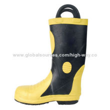 Fire fighting safety boots with pull-on straps