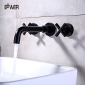 Matte Black 3 Hole Double Handle Brass Faucet