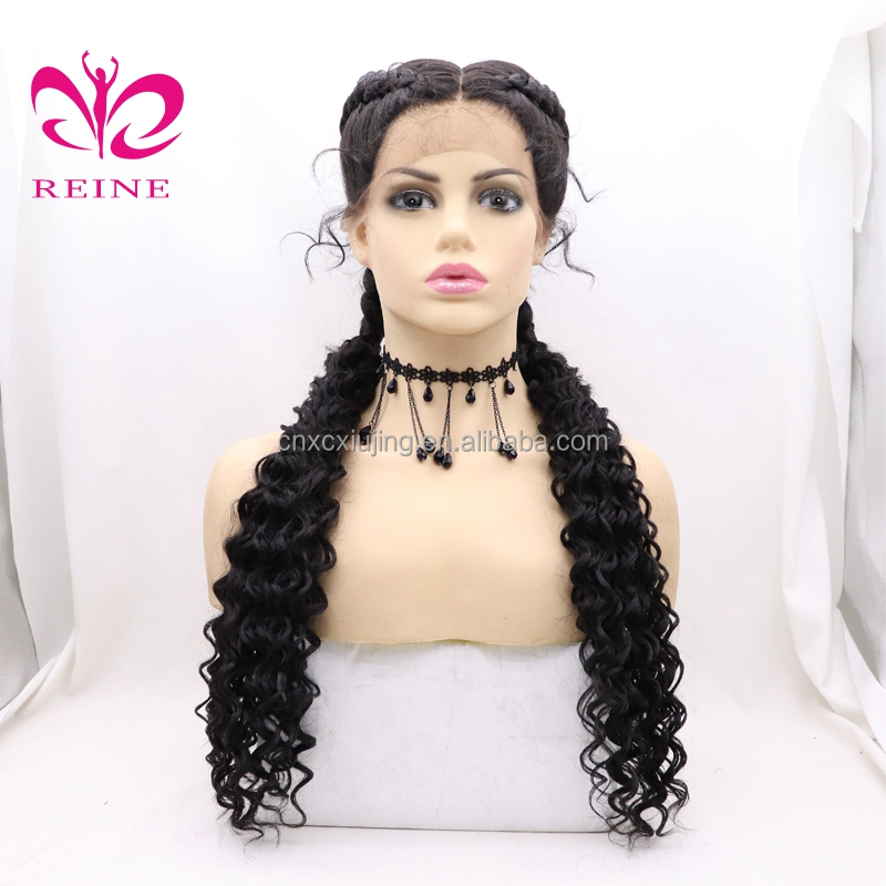 Braided Wig Synthetic Lace Front Wig Heat Resistant Double Box Braid Wigs for Black Women Middle Part Blonde Black Brown Long