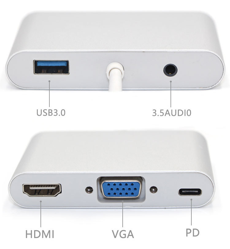 5 في 1 HUB C 3.0 مع HDMI + VGA + PD + AUDIO