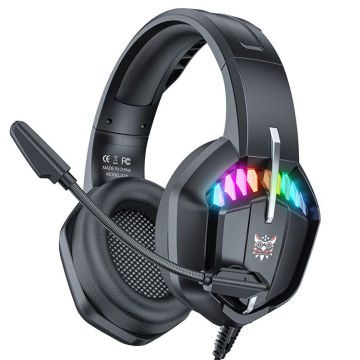 Professional Wired Gaming Headset with LED Lights and Noise Cancelling Technology for Enhanced PC Gaming Experience