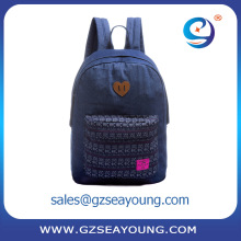 2017 New design jean cloth backpack durable dirty resistant backpack