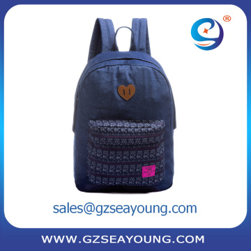 2017 New design jean cloth backpack durable dirty resistant backpack