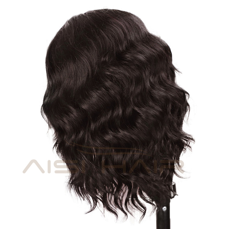 Aisi Hair 100% Human Hair Short Wavy Color 4# Bob Swiss Lace Wigs Body Wave Brazilian Human Hair Lace Front Wigs For Black Women