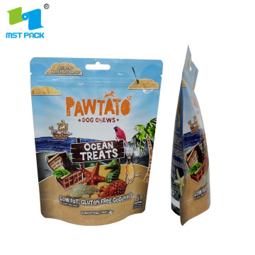 Food Grade Stand Up Ziplock Kantong Plastik Pet Anjing Biodegradable Memperlakukan Makanan Kemasan Tas