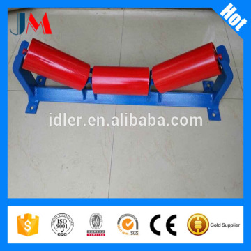 Grain material handling belt conveyor idler