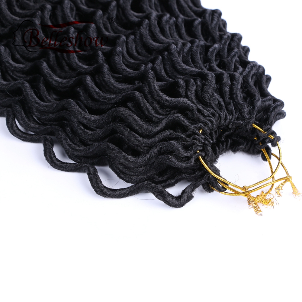 Bellshow synthetic faux locs hair braid wavy faux locs wholesale faux locs wholesale crochet  curly wave  braids