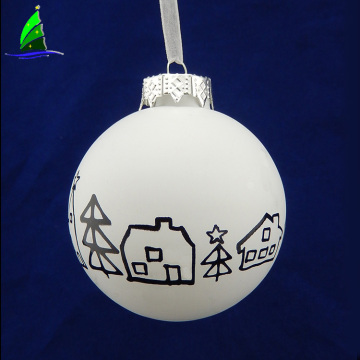 white glass blown ball shapes Christmas ornament