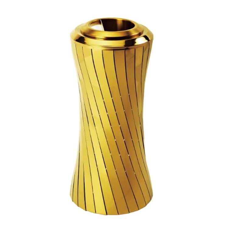 Elegant Titanium Stainless Steel Floor Trash Can for Luxury Hotels