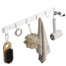 White Metal Wall Hanging Kitchen Bath Hook Rail for Clothes Hangers