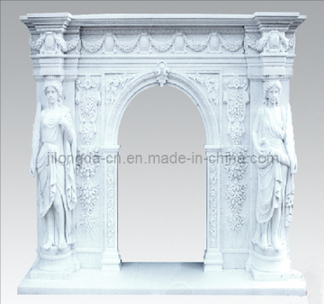 White Granite Fireplace/Stone Caving/Stone Fireplace