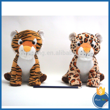 23cm Animal design sitting plush animal design leopard and tiger