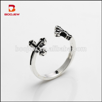 personalized elegant simple rhodium ring designs adjustable jewelry for girl cross ring