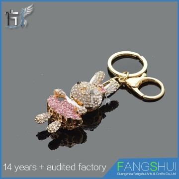 Cute crystal charm rabbit keychain