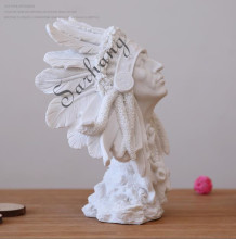 Popular Design Hand Carved American Indian Half Stone Bust Statue