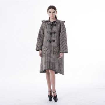 Brown hooded cashmere coat